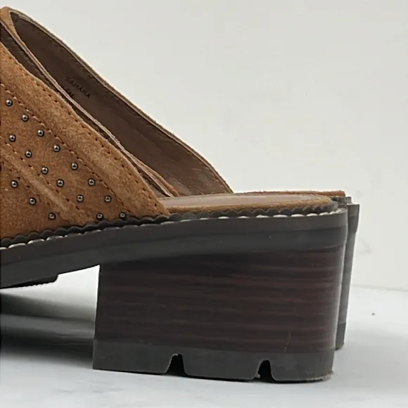 Donald Pliner Womens Sahara Studded Mules Leather Chestnut Shoes Size 8.5