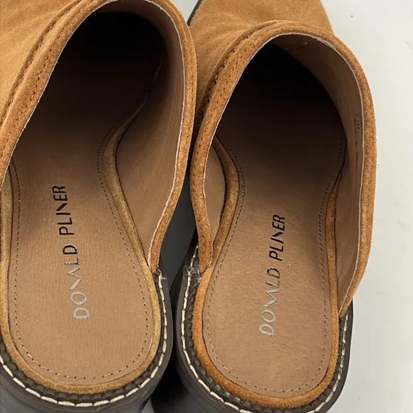 Donald Pliner Womens Sahara Studded Mules Leather Chestnut Shoes Size 8.5