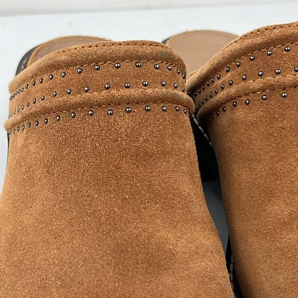 Donald Pliner Womens Sahara Studded Mules Leather Chestnut Shoes Size 8.5