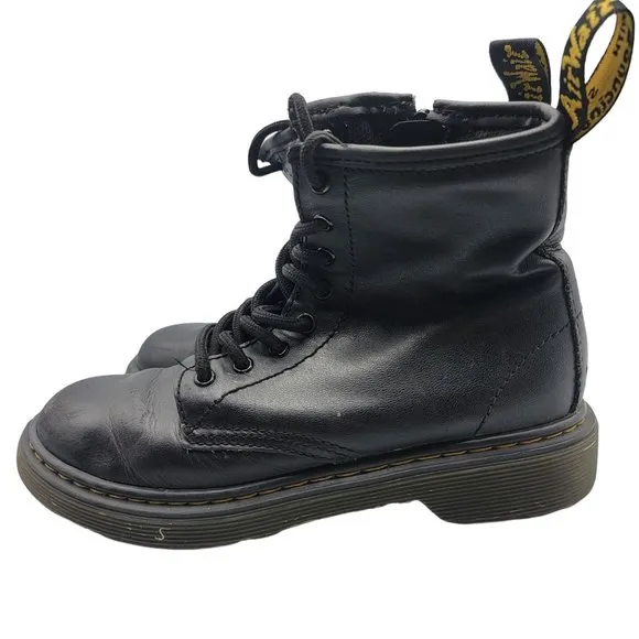 Dr. Martens Kids Size US 2 Black Leather 1460 J Youth Side Zip Ankle Boots