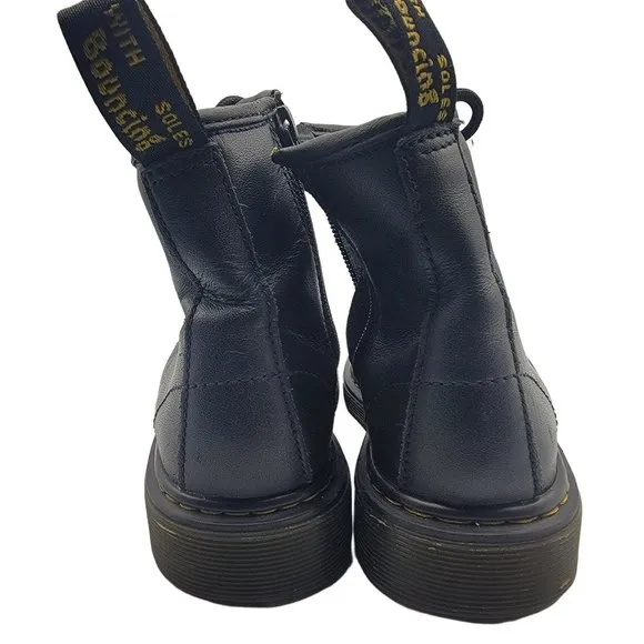 Dr. Martens Kids Size US 2 Black Leather 1460 J Youth Side Zip Ankle Boots
