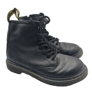 Dr. Martens Kids Size US 2 Black Leather 1460 J Youth Side Zip Ankle Boots