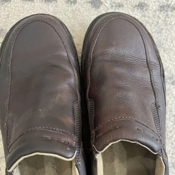 Dr Martens Utah Mens Size 11 Shoes Brown Pebbled Leather Slip On Comfort Loafers