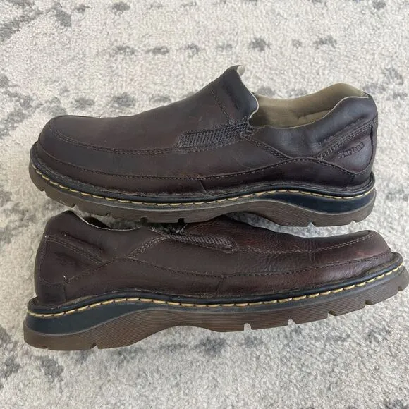Dr Martens Utah Mens Size 11 Shoes Brown Pebbled Leather Slip On Comfort Loafers