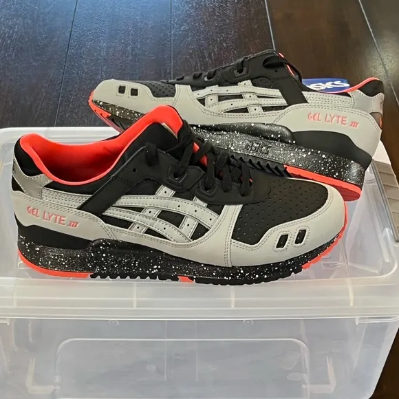 DS 2016 ASICS GEL LYTE III 3 BLACK/MANGO/CEMENT/3M MENS SHOES SIZE 8.5 RARE