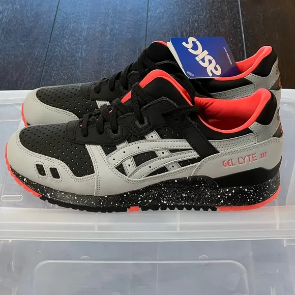 DS 2016 ASICS GEL LYTE III 3 BLACK/MANGO/CEMENT/3M MENS SHOES SIZE 8.5 RARE