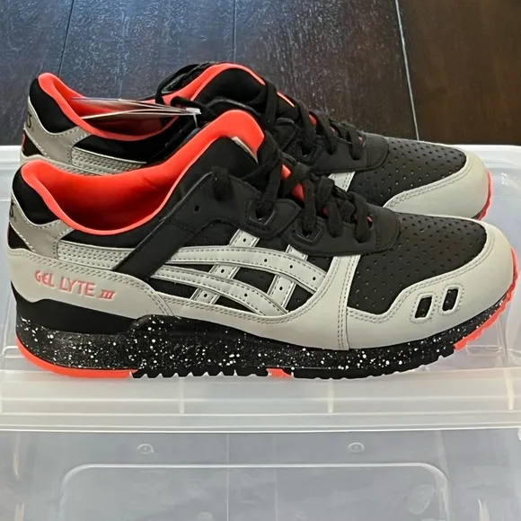 DS 2016 ASICS GEL LYTE III 3 BLACK/MANGO/CEMENT/3M MENS SHOES SIZE 8.5 RARE