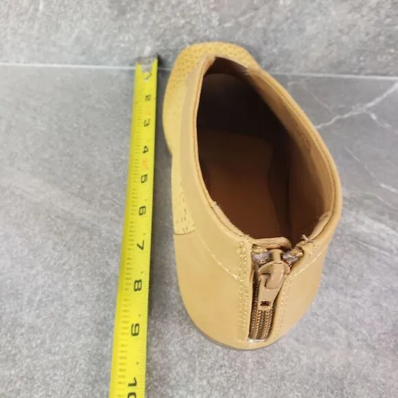 Earth Origins Boots Womens 6.5 Wide Yellow Carden Nubuck Peep Toe Booties Shoes