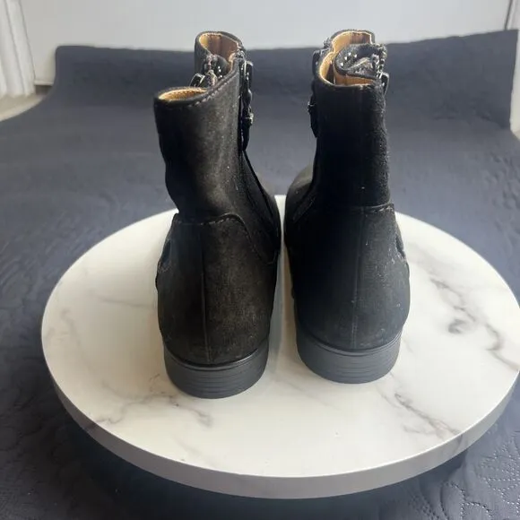 Earthies Sintra Rock SZ 7.5 Gold Suede Leather Chelsea Boots w/Decoupage Box