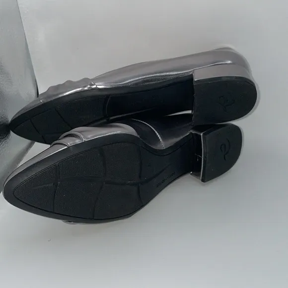 Easy Spirit Metallic Silver Twisted Bow flats Low Heels Women's Size 8.5 W Wide