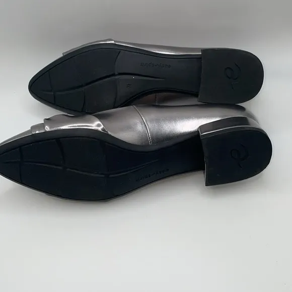 Easy Spirit Metallic Silver Twisted Bow flats Low Heels Women's Size 8.5 W Wide