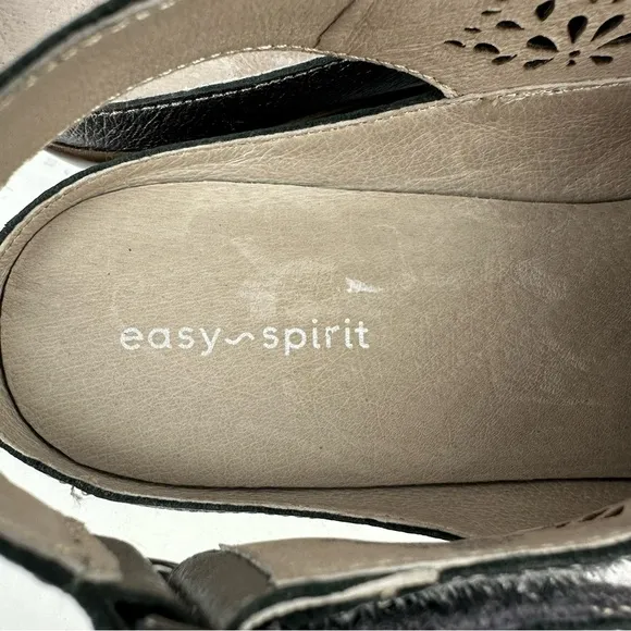 Easy Spirit Sedawn Shoes 10 Narrow Silver Pewter Sling Back Cutout Brand New