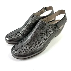 Easy Spirit Sedawn Shoes 10 Narrow Silver Pewter Sling Back Cutout Brand New