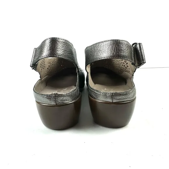 Easy Spirit Sedawn Shoes 10 Narrow Silver Pewter Sling Back Cutout Brand New