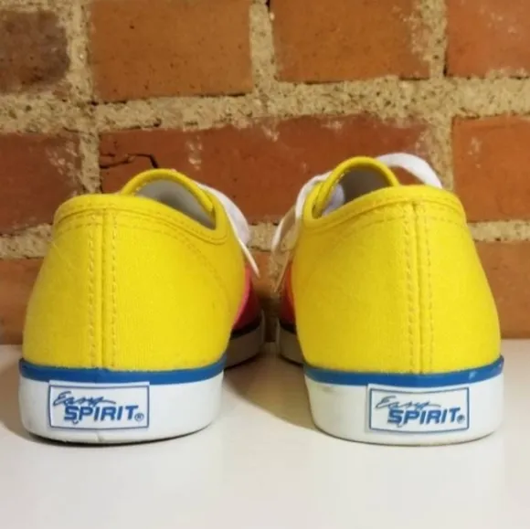 EASY SPIRIT VINTAGE SNEAKERS VTG 90S BRIGHT YELLOW PINK GYM SHOES PREPPY HIPSTER