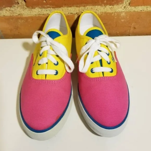EASY SPIRIT VINTAGE SNEAKERS VTG 90S BRIGHT YELLOW PINK GYM SHOES PREPPY HIPSTER