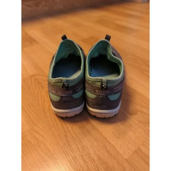 ECCO Arizona Sneakers Shoes Womens 39 8.5 Gray Green Toggle Casual Leather Mesh