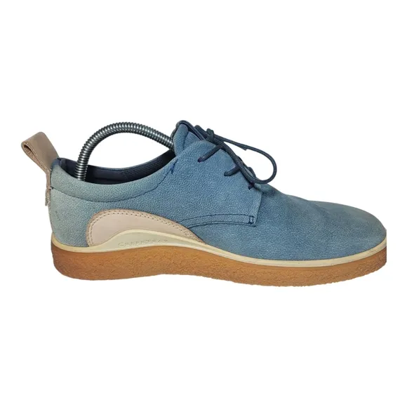 Ecco CrepeTray Tie Oxford Suede Gum Sole Shoes Mens Size 7 Blue Lace Up B11