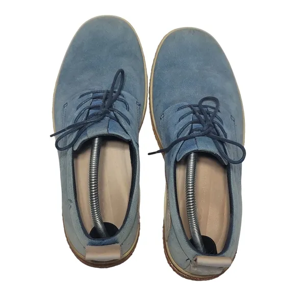 Ecco CrepeTray Tie Oxford Suede Gum Sole Shoes Mens Size 7 Blue Lace Up B11