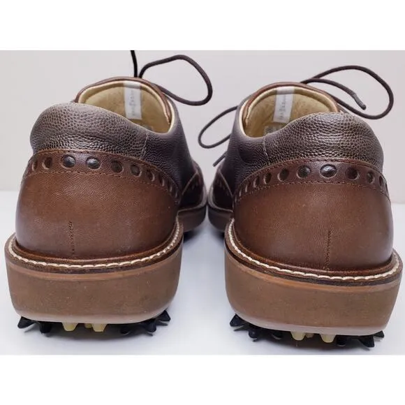 ECCO Men's Size 8 Extra Wide Lace Up Oxford GOLF SHOES Brown Leather HydroMax