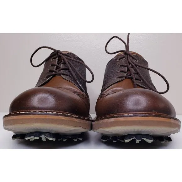 ECCO Men's Size 8 Extra Wide Lace Up Oxford GOLF SHOES Brown Leather HydroMax