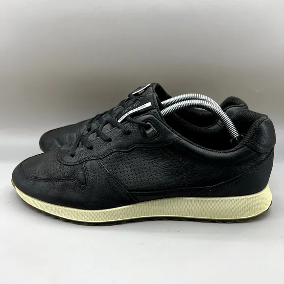 Ecco Sneak Trend Sneakers Men Size 10 10.5 US, 44 EU Black Leather Comfort Shoes
