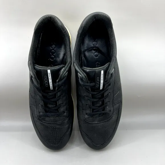 Ecco Sneak Trend Sneakers Men Size 10 10.5 US, 44 EU Black Leather Comfort Shoes