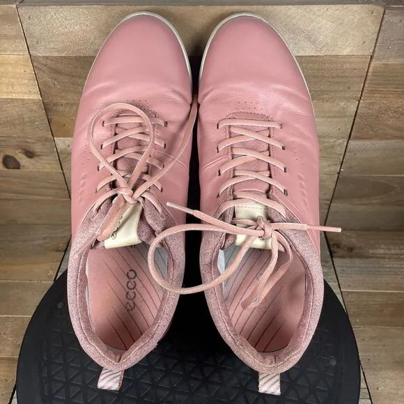 Ecco Womens Size 10 Golf Shoes S-Three White Silver Pink Leather Extra Wide