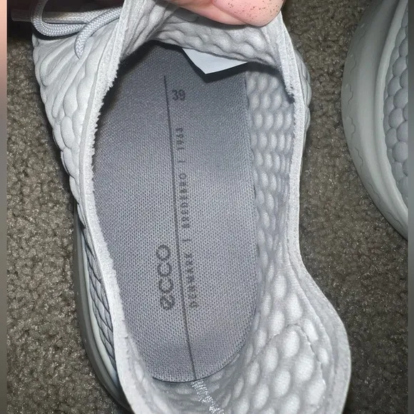 ECCO Womens Therap Gray Textured Athletic Training Lace Shoes Sneakers 8-8.5