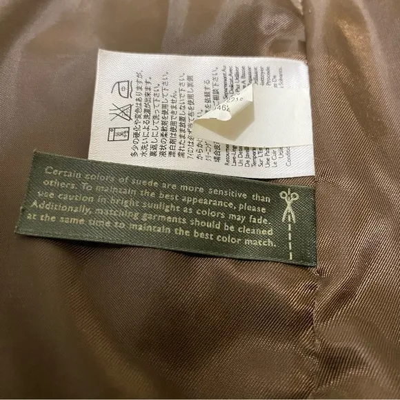 Eddie Bauer Suede Leather Washable Authentic Womens Large Brown Button Up Jacket