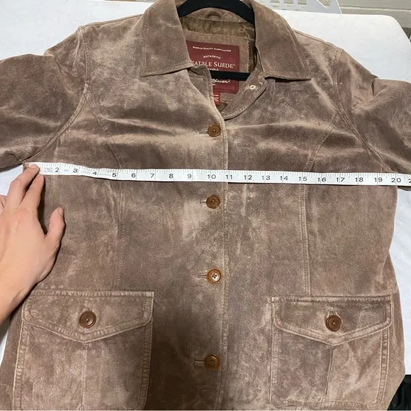 Eddie Bauer Suede Leather Washable Authentic Womens Large Brown Button Up Jacket