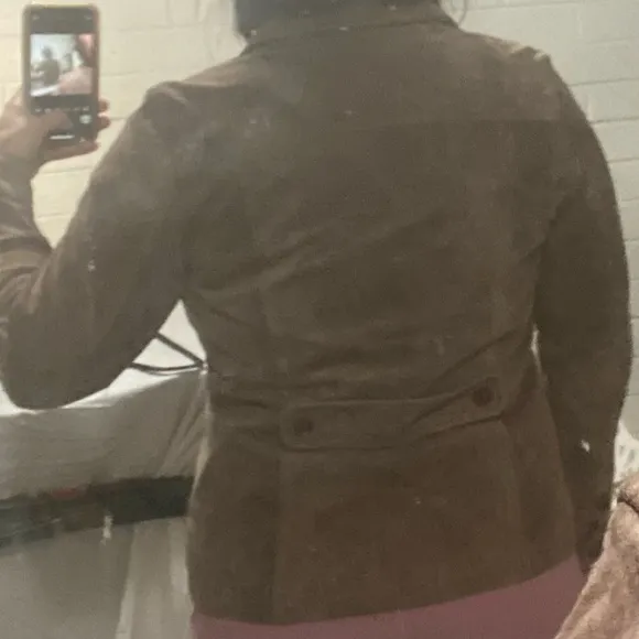 Eddie Bauer Suede Leather Washable Authentic Womens Large Brown Button Up Jacket