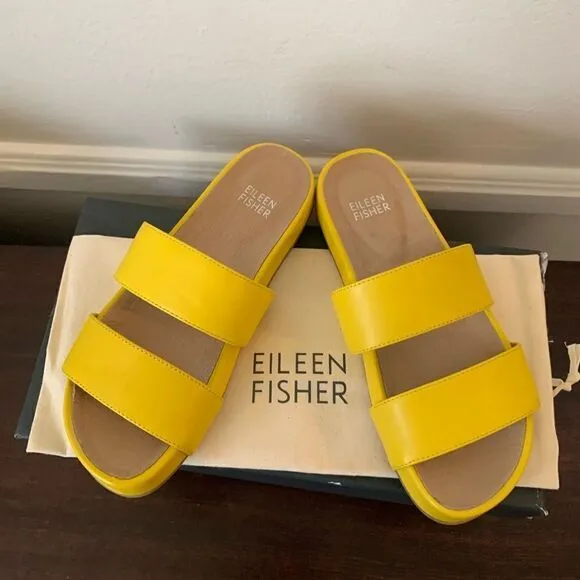 Eileen Fisher deed slide leather upper and lining sandal size 5