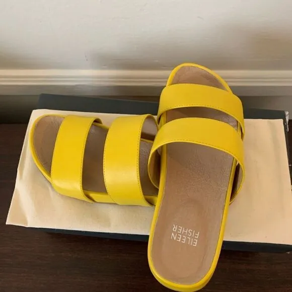 Eileen Fisher deed slide leather upper and lining sandal size 5