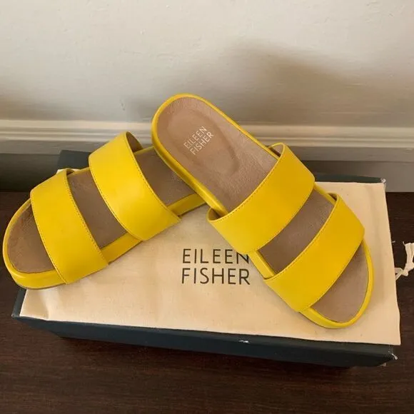 Eileen Fisher deed slide leather upper and lining sandal size 5