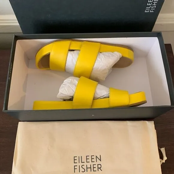 Eileen Fisher deed slide leather upper and lining sandal size 5