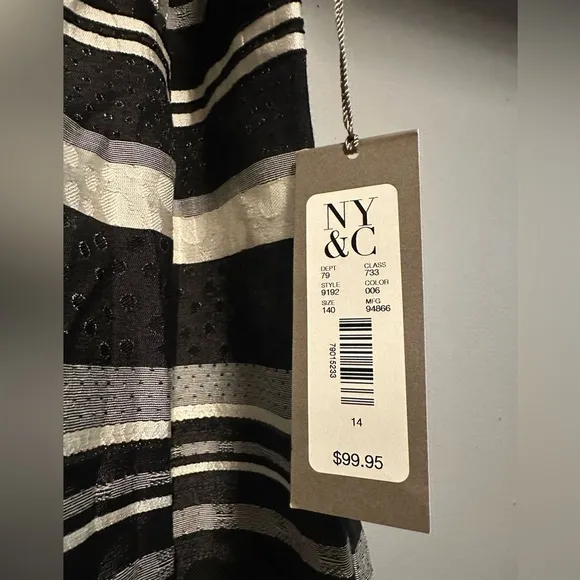 Eva Mendes for New York &amp; Company - Black &amp; White Striped Ruffle Maxi Skirt