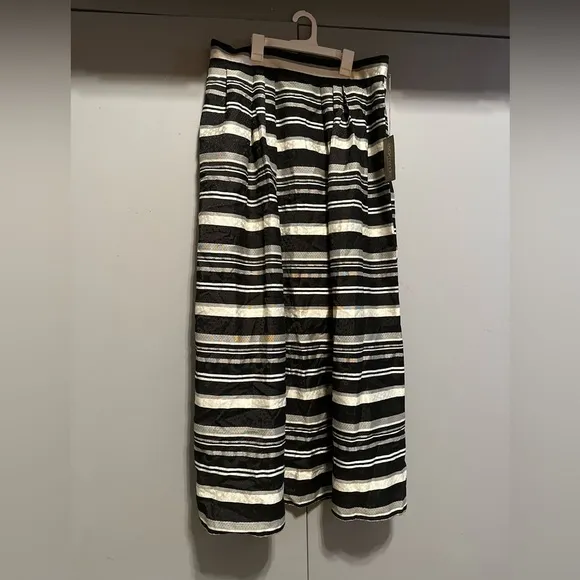 Eva Mendes for New York &amp; Company - Black &amp; White Striped Ruffle Maxi Skirt