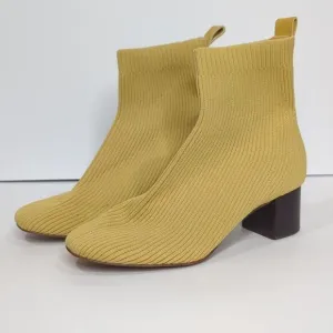 Everlane Glove Boot Gold Knit Pull On Bootie Ankle Heeled Shoes Womens Size 6.5