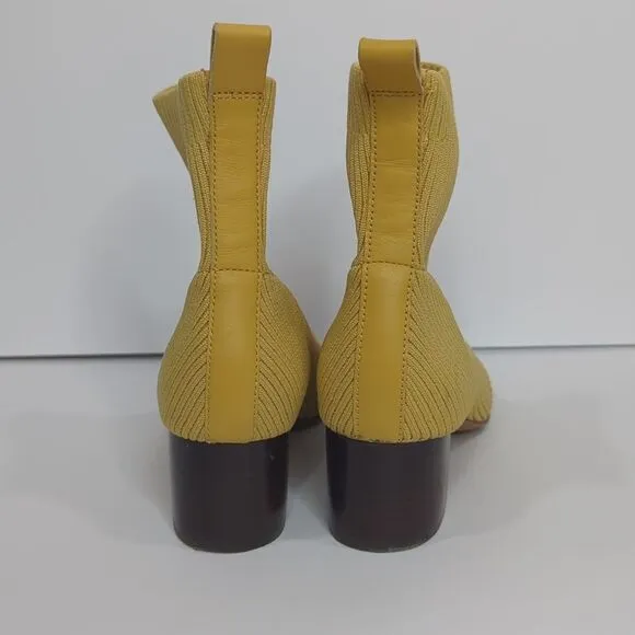 Everlane Glove Boot Gold Knit Pull On Bootie Ankle Heeled Shoes Womens Size 6.5