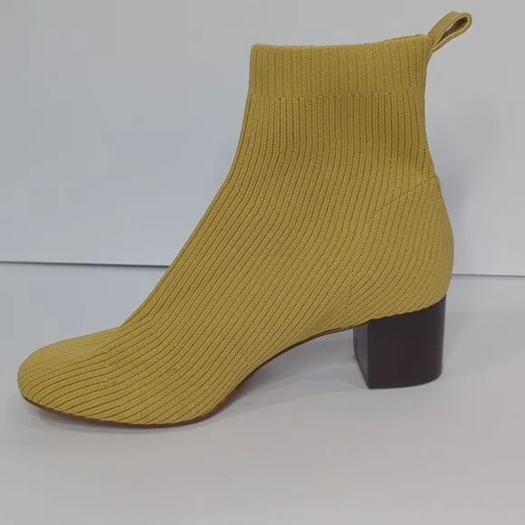 Everlane Glove Boot Gold Knit Pull On Bootie Ankle Heeled Shoes Womens Size 6.5