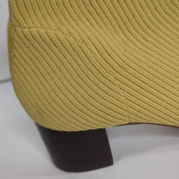 Everlane Glove Boot Gold Knit Pull On Bootie Ankle Heeled Shoes Womens Size 6.5