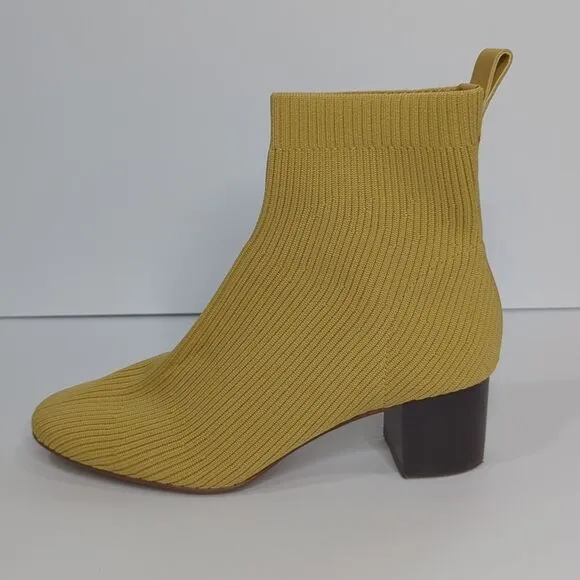 Everlane Glove Boot Gold Knit Pull On Bootie Ankle Heeled Shoes Womens Size 6.5