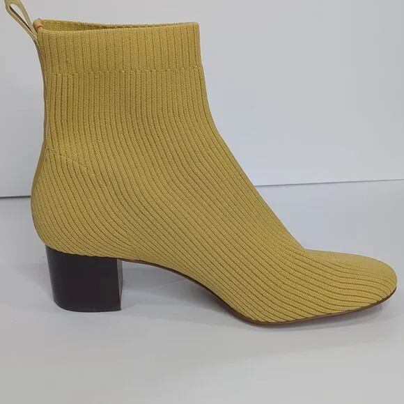 Everlane Glove Boot Gold Knit Pull On Bootie Ankle Heeled Shoes Womens Size 6.5