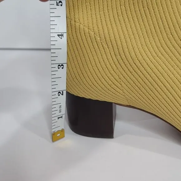 Everlane Glove Boot Gold Knit Pull On Bootie Ankle Heeled Shoes Womens Size 6.5