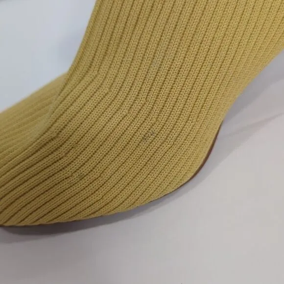 Everlane Glove Boot Gold Knit Pull On Bootie Ankle Heeled Shoes Womens Size 6.5