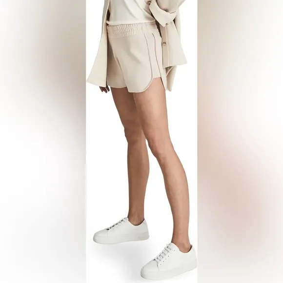 Final few left!❤️REISS ribbed knit shorts blush pink beige summer lounge $240