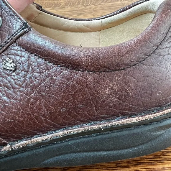 FINN COMFORT GERMANY Dijon Brown Textured Leather Shoes Academia Classic 9.5