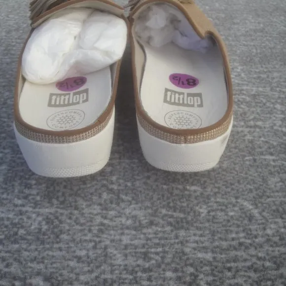 Fitflop Houndstooth Print  Superskate Brown Tasseled Round Toe Slip On Mule Size