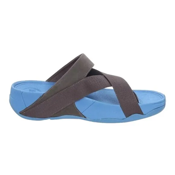 Fitflop | Size 10 Wobble Board Blue Canvas Thong Sandal Flip Flop